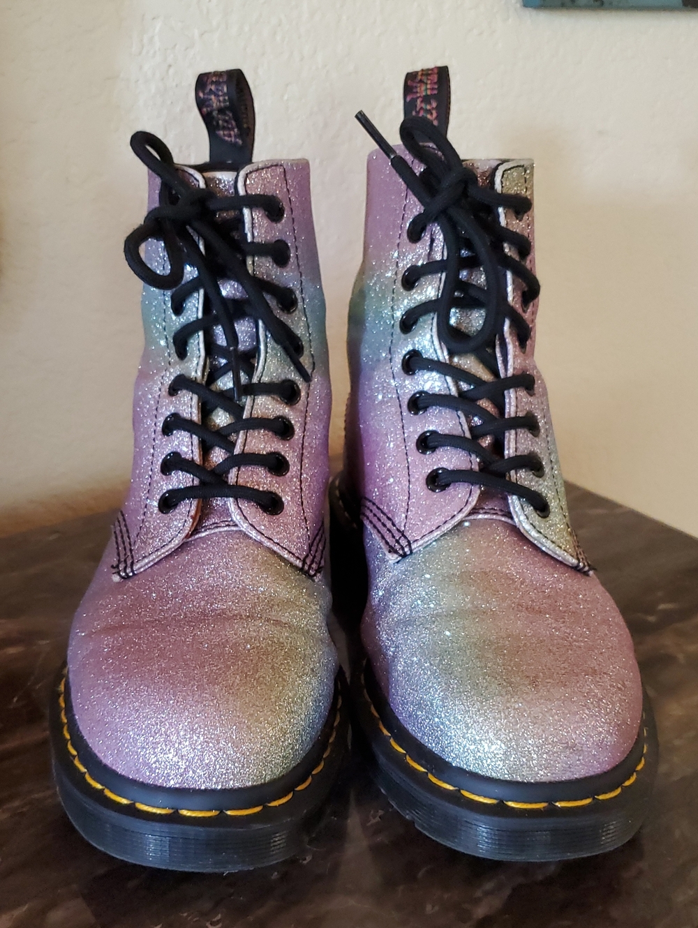 Dr Martens Glitter Pastel Rainbow Pascal Boots - Picture 6 of 15